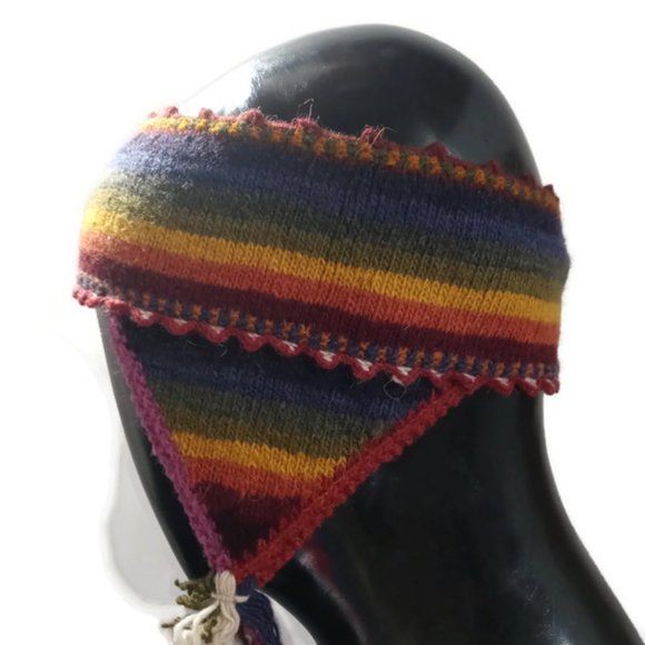 Handmade Headband for Women Woven in Multicolored Wool Andean Mountains Cusco - Picture 3 of 7